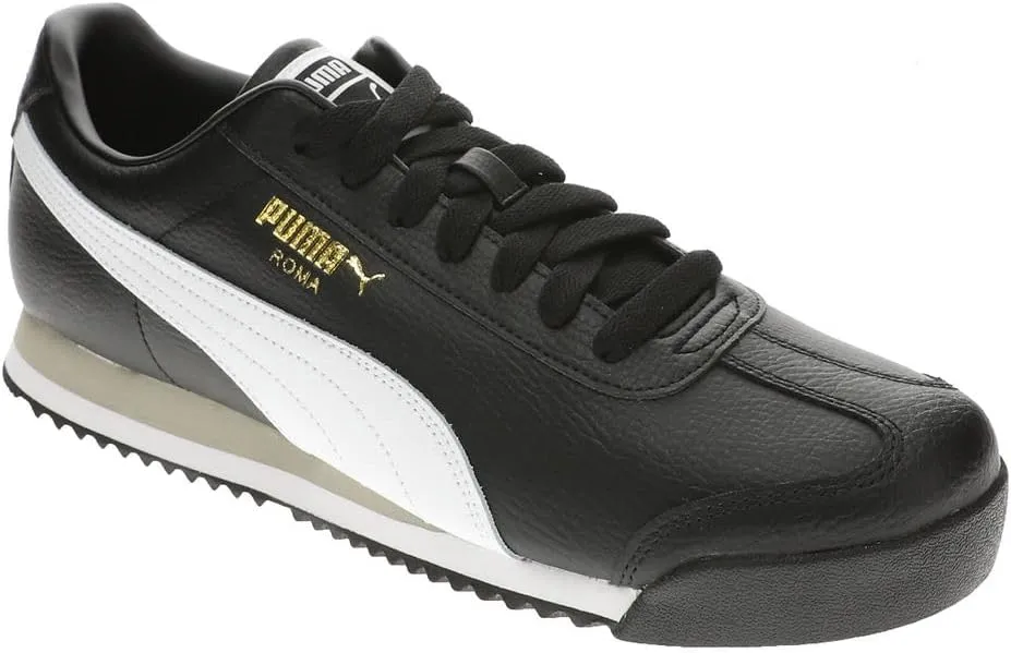 PUMA Men's Roma Shoes Sneaker, Black-White-Smokey Gray AH23, 7.5