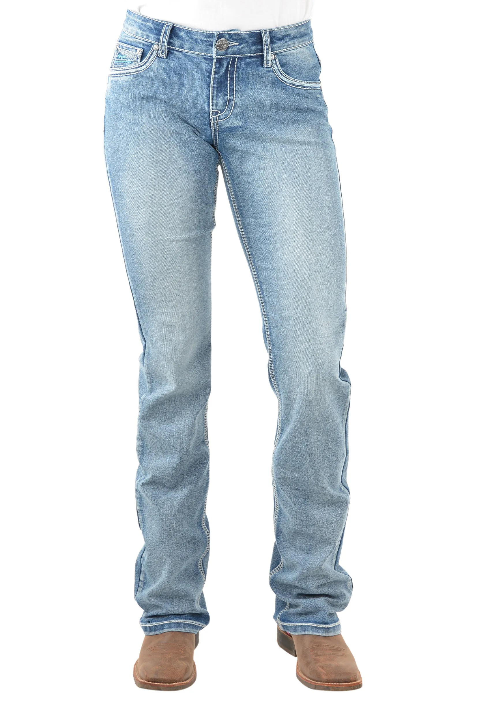 Pure Western Crisscross Relax Rider Jean 36 Leg - Moonshine