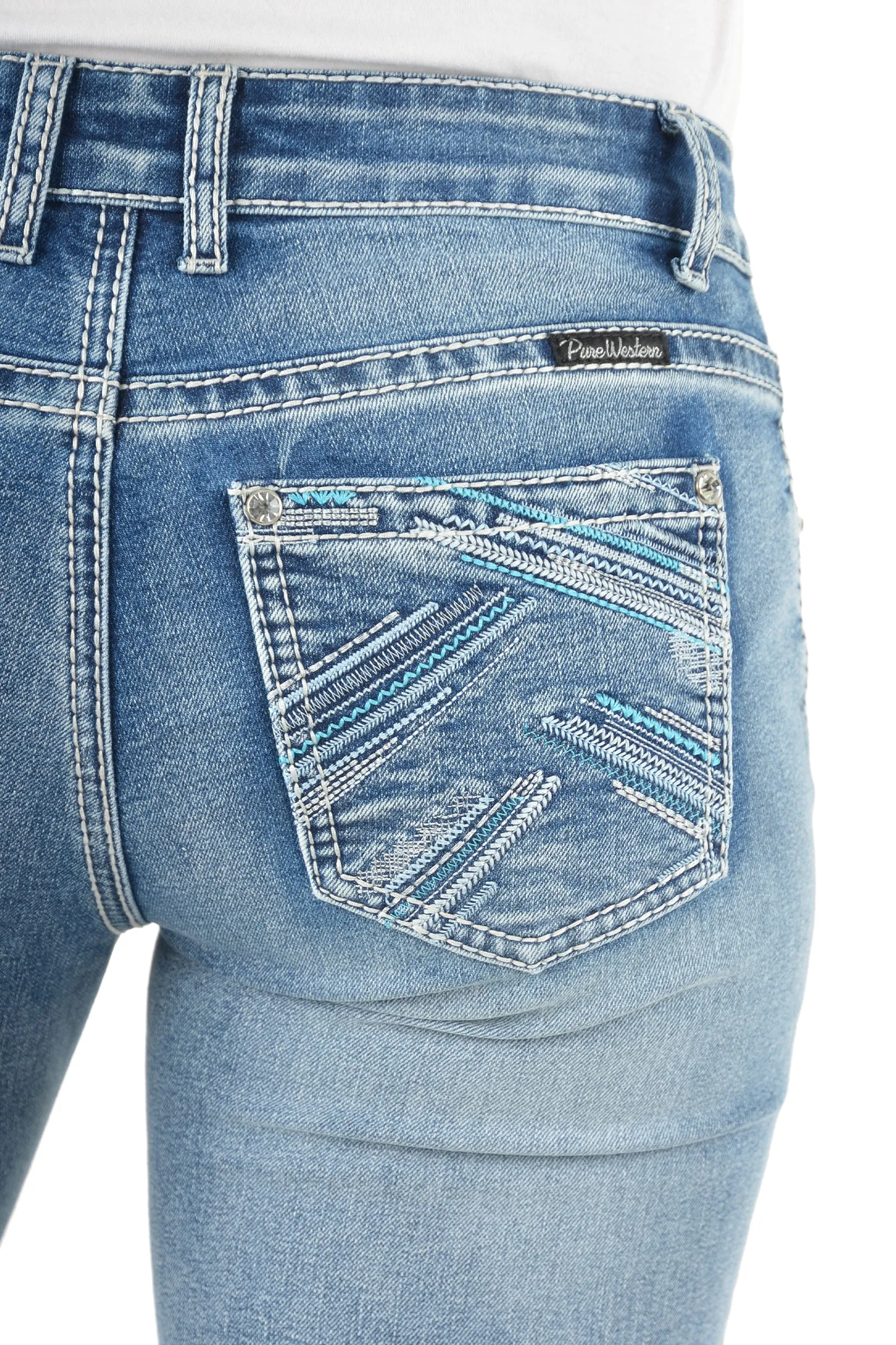 Pure Western Crisscross Relax Rider Jean 36 Leg - Moonshine