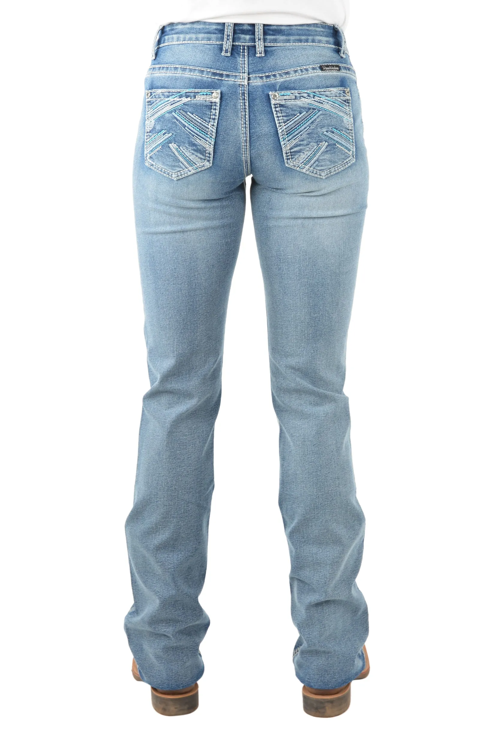 Pure Western Crisscross Relax Rider Jean 36 Leg - Moonshine