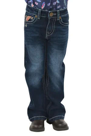 Pure Western Girls Aztec Boot Cut Jean - Darkest Night