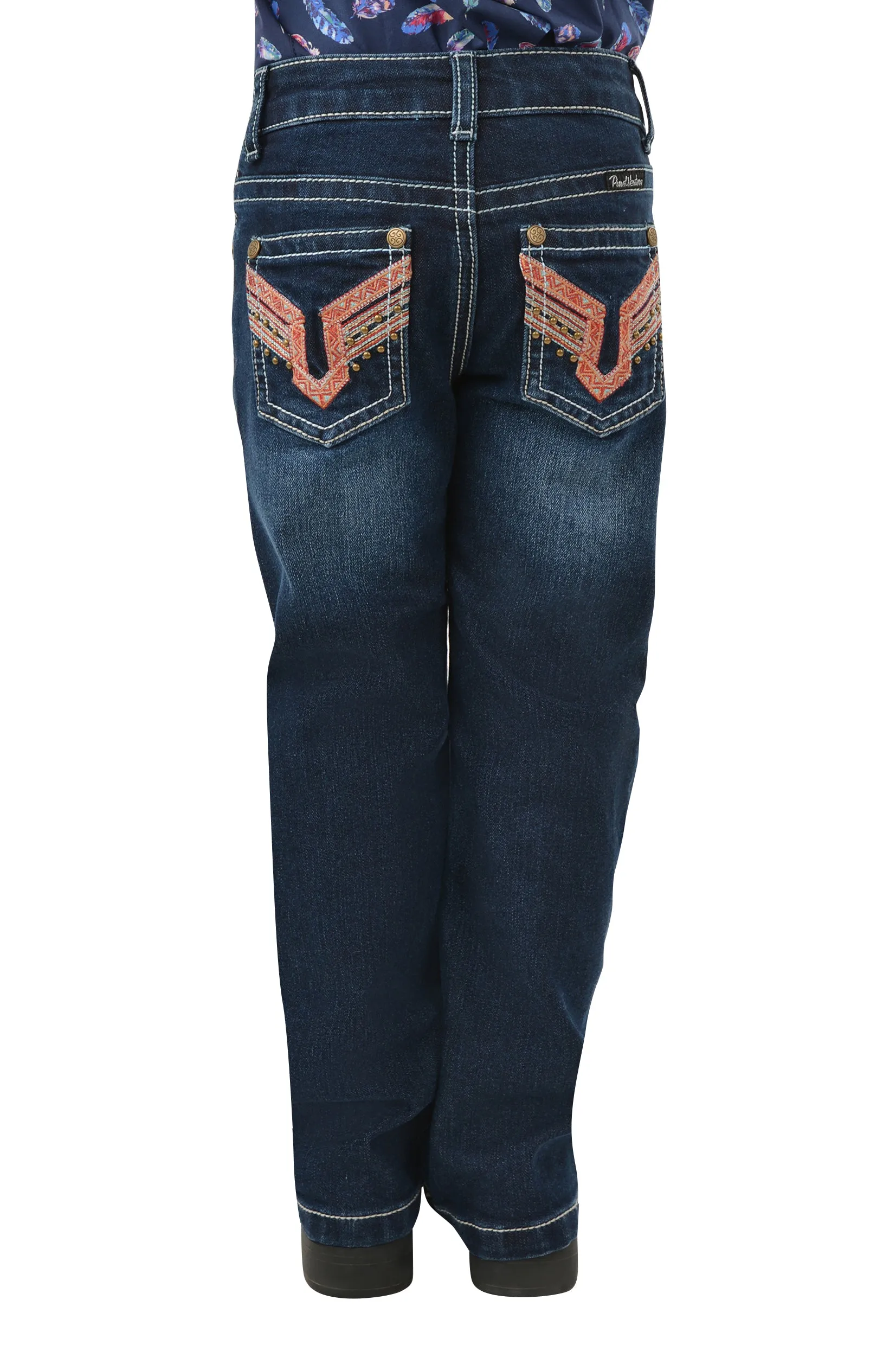 Pure Western Girls Aztec Boot Cut Jean - Darkest Night