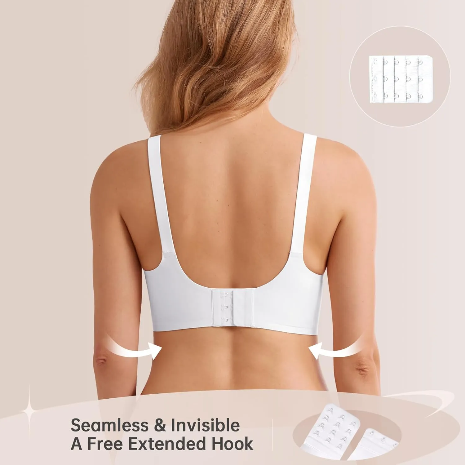 Push Up Seamless Bras for Women No Underwire Support and Lift V Neck Wireless Full Coverage Bralettes Everyday Bras