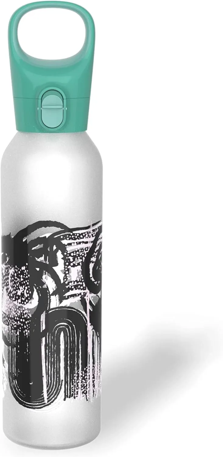 Pyrex 17.5-Oz Color Changing Glass Water Bottle with Silicone Coating, Leakproof and Textured Glass Reusable Water Bottle, Eco-Friendly, BPA-Free Silicone Coating, Textural Art