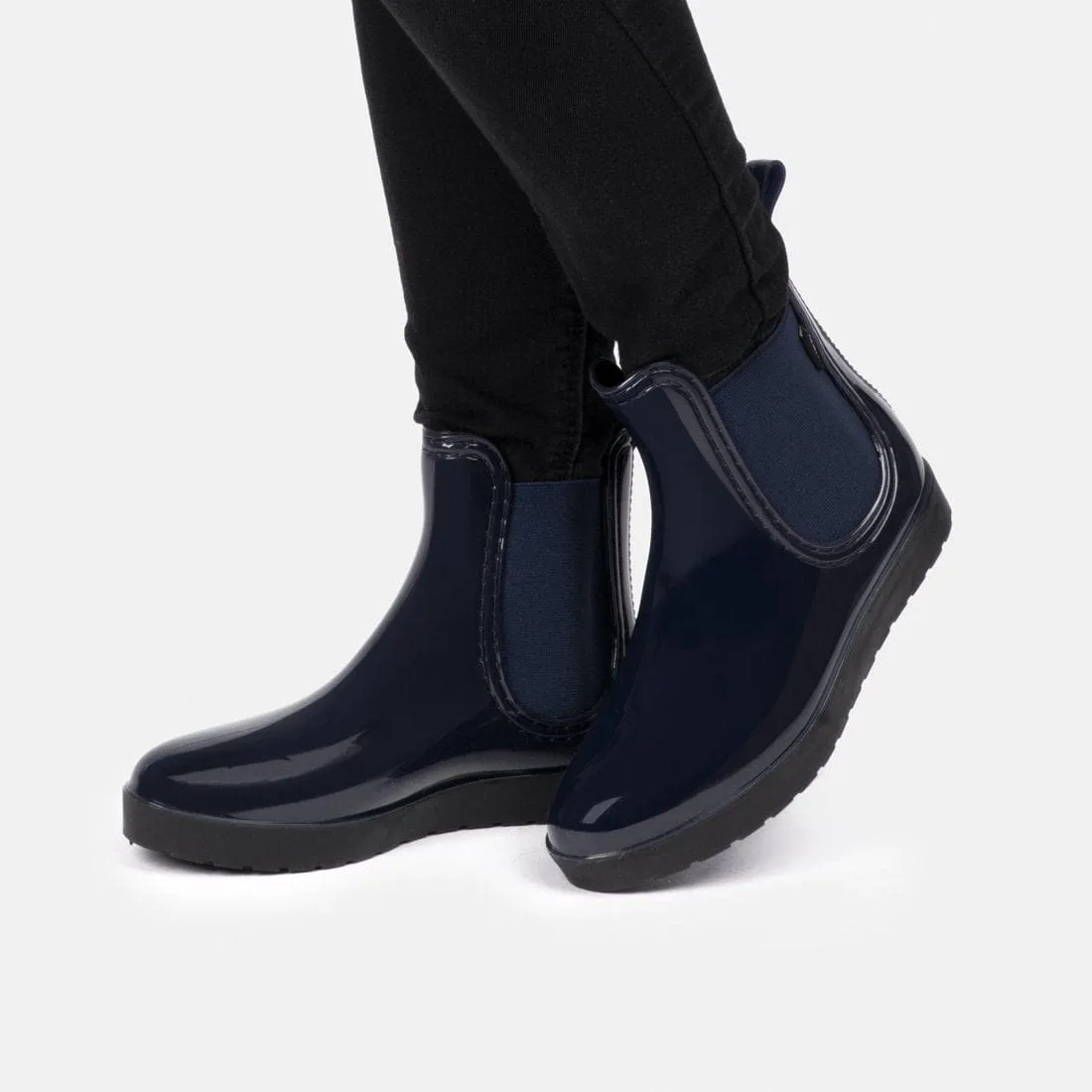 Rain Booties Woman Navy Elastic