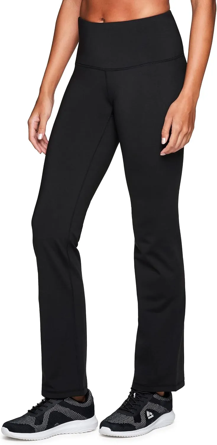 RBX Active Women's Fleece Lined Flared Bottom Athletic Stretch Boot Cut Yoga Pants