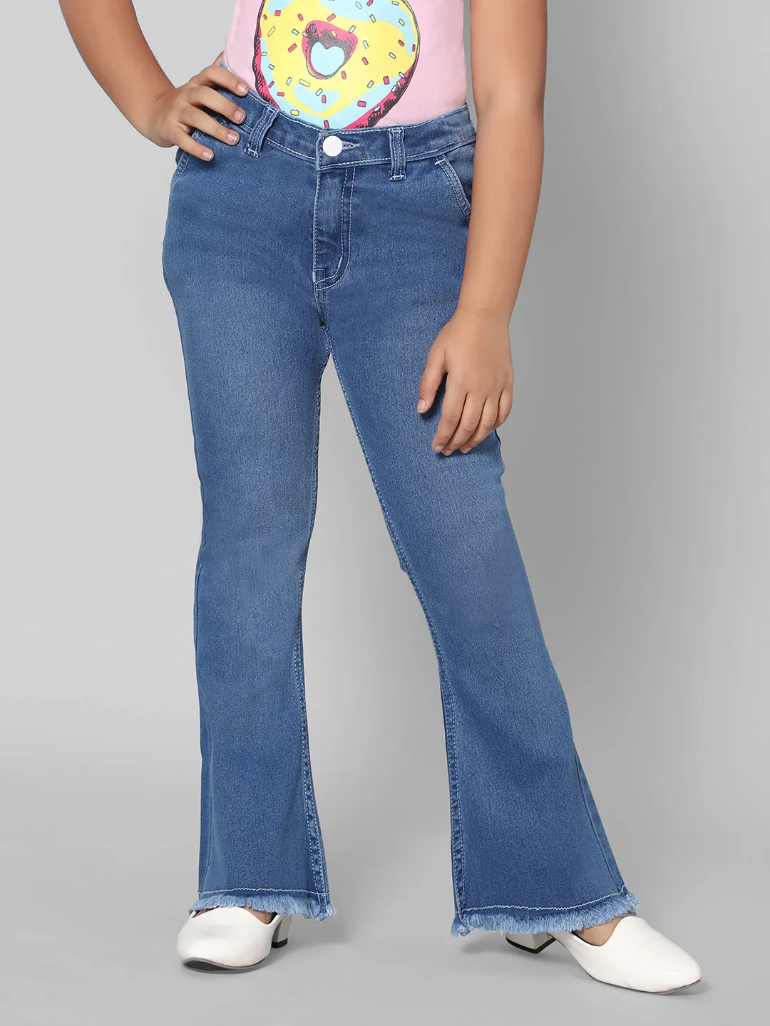 Rea-Lize Girls Boot Cut Mid-Rise Denim Jeans