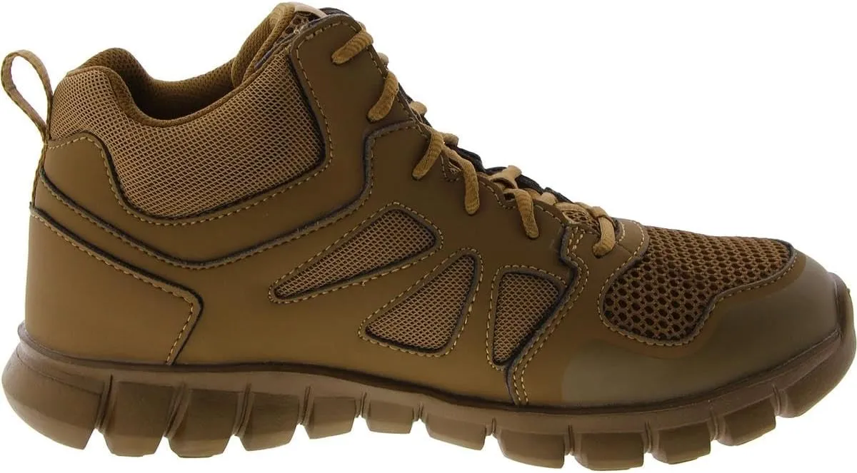 Reebok Men's Rb8406 Sublite Cushion Tactical Mid Cut Soft Toe Shoe Coyote Military Boot