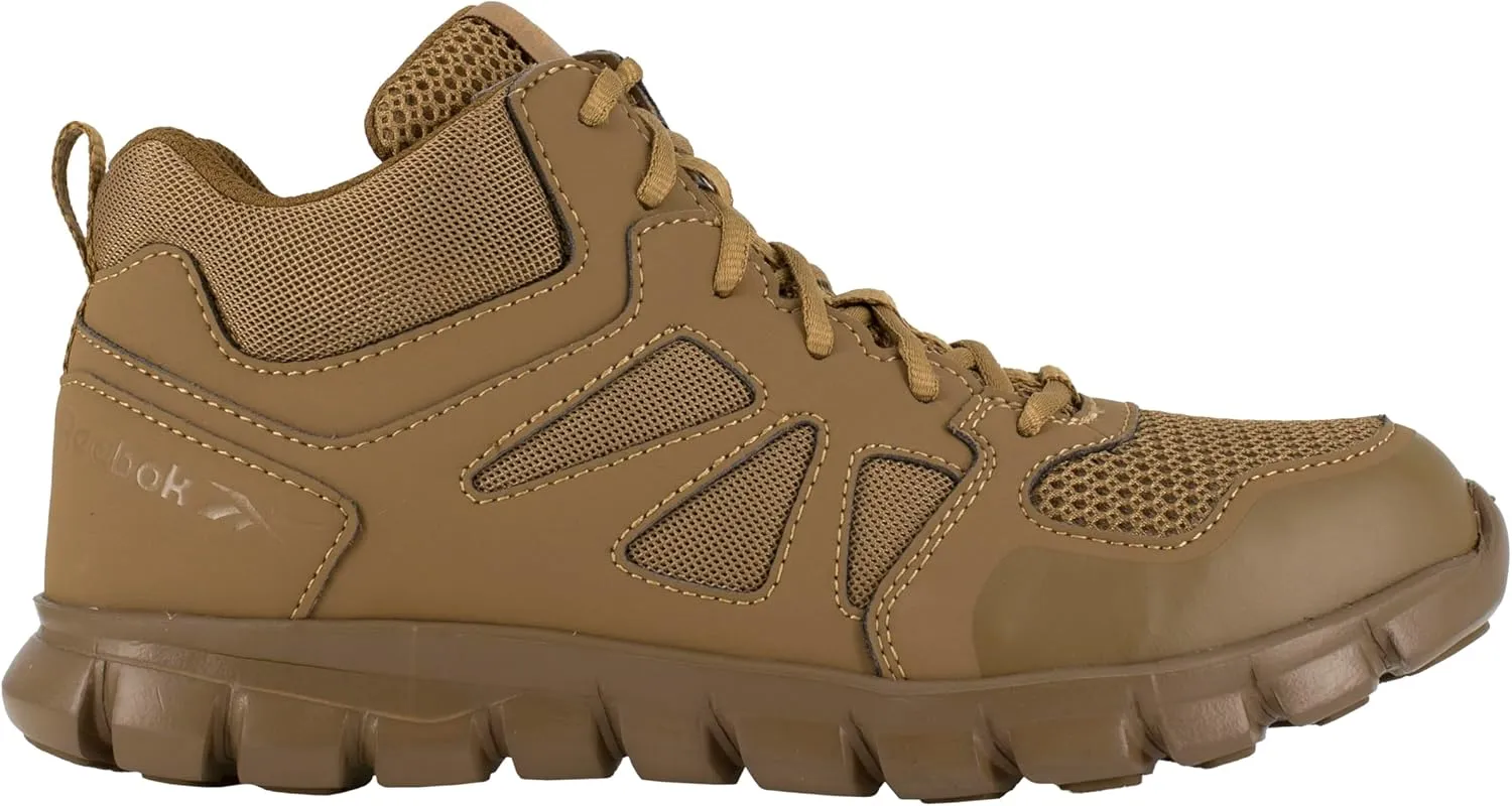 Reebok Men's Rb8406 Sublite Cushion Tactical Mid Cut Soft Toe Shoe Coyote Military Boot