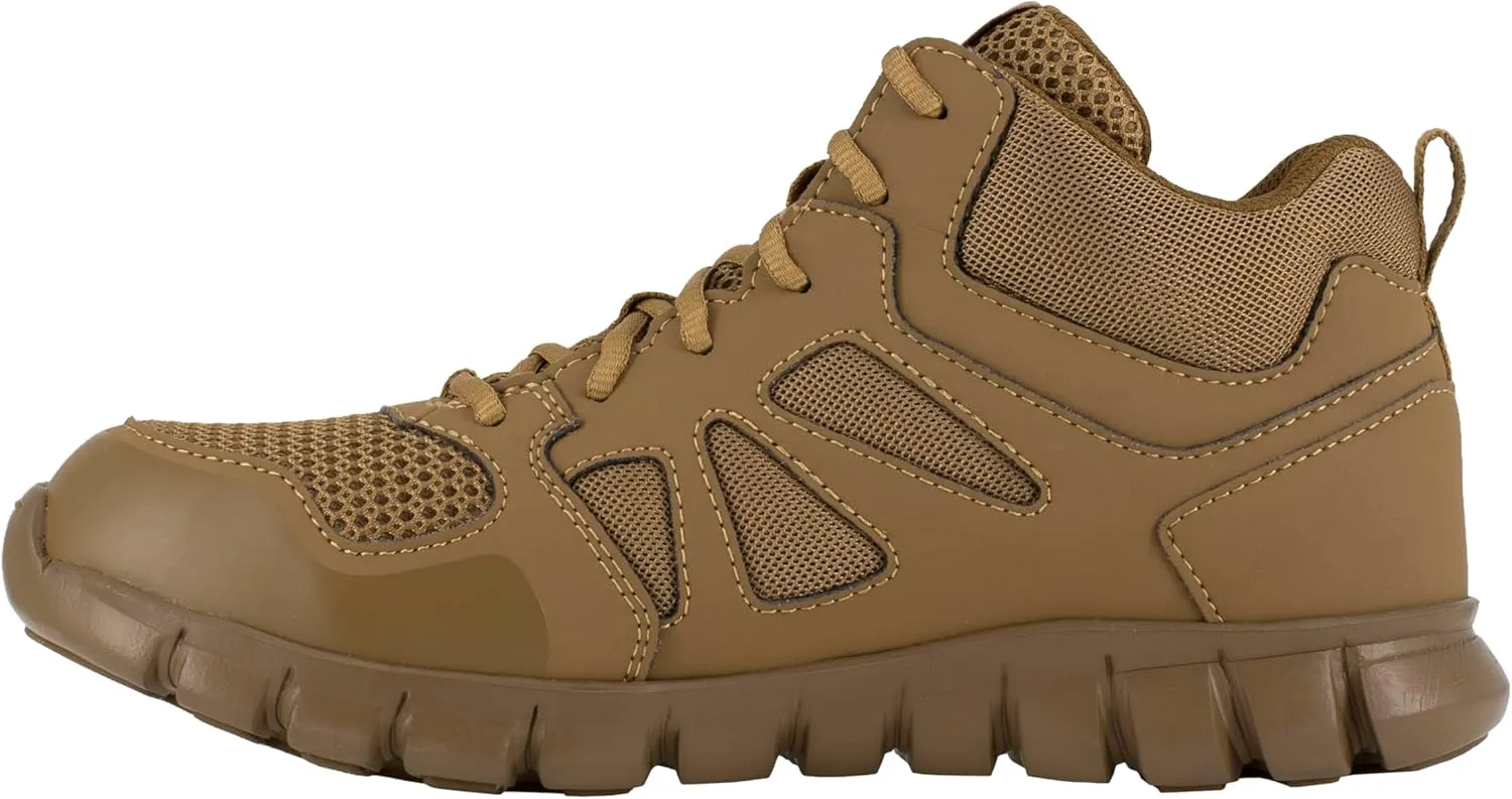 Reebok Men's Rb8406 Sublite Cushion Tactical Mid Cut Soft Toe Shoe Coyote Military Boot