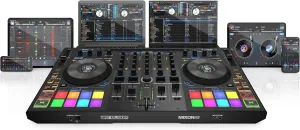 Reloop Mixon 8 Pro 4-Channel Professional Hybrid Sturdy Build DJ Controller for Serato DJ Pro and Algoriddim DJAY Pro AI with Real-Time Displays