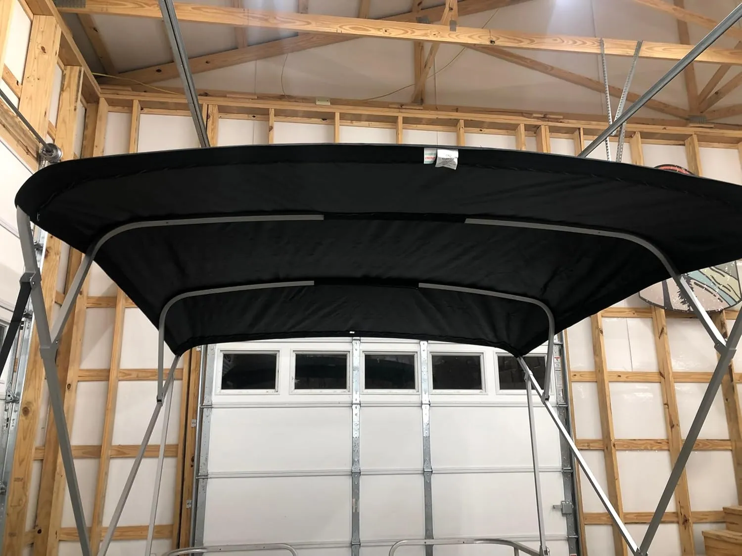 Replacement Bimini Top Canvas with Boot, Compatable with Godfrey SanPan 2500 Fits Factory Frame! Black, 9' Long x 8.5' Wide, 16oz, 4 Bow