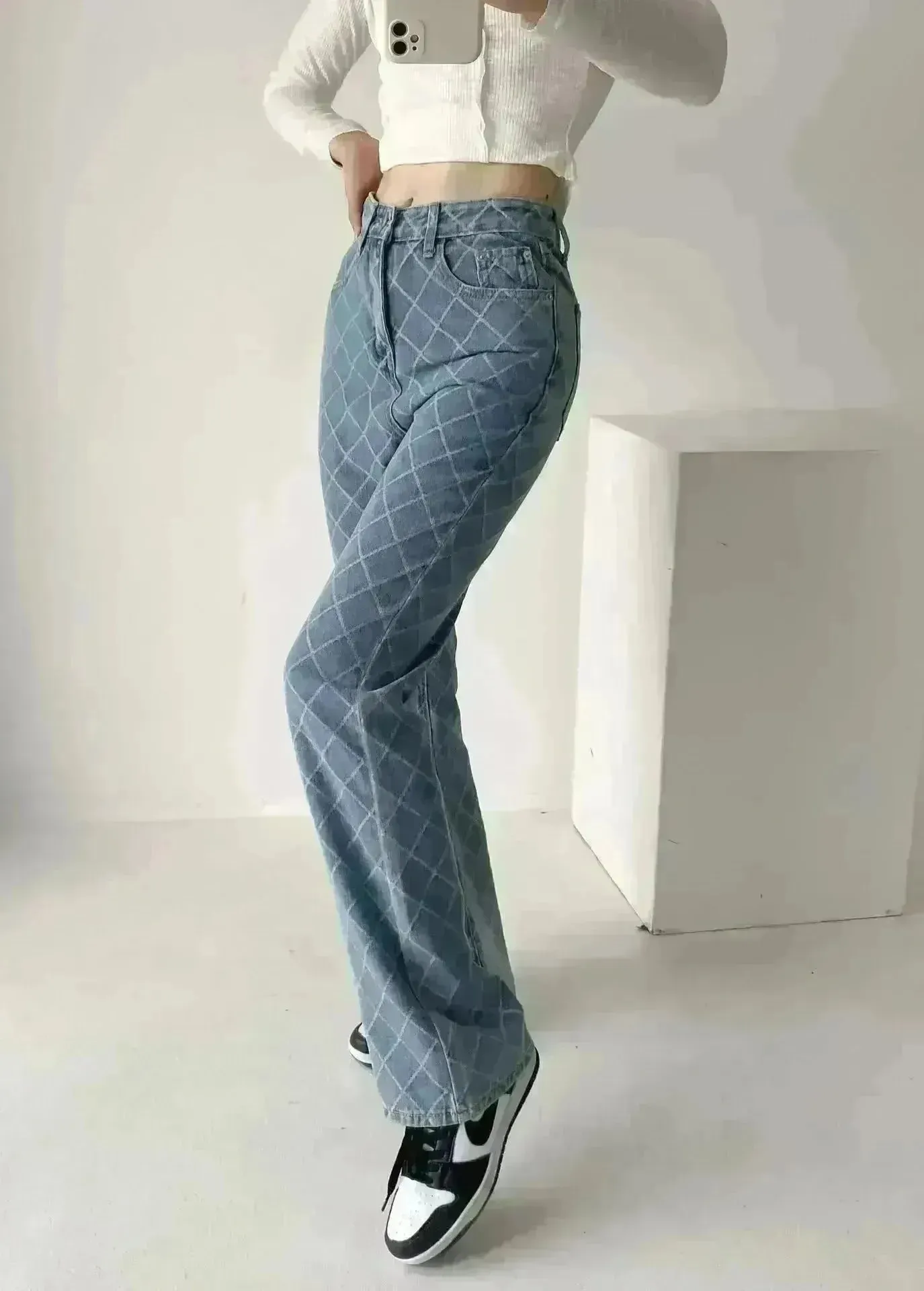 Retro Fashion Denim Boot-cut Pants Women Jeans Pants for Ladies