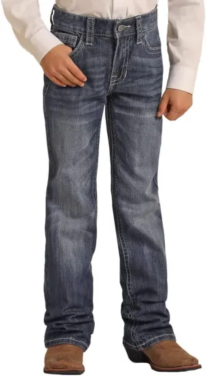 Rock & Roll Western Denim Jeans Boys Bootcut Dark Vintage BB_3482