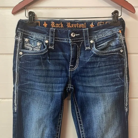 Rock Revival Jessee Mid Rise Boot Cut Jeans Size 26.