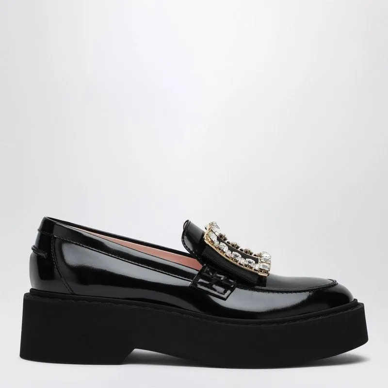 Roger Vivier  Viv Rangers Black Patent Leather Loafers