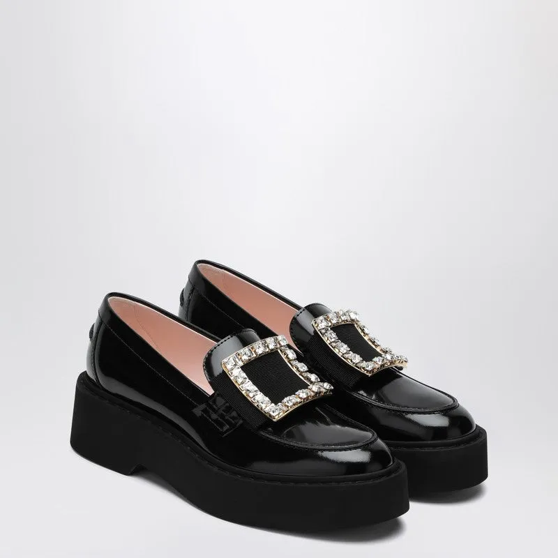Roger Vivier Viv 'Rangers Black Patent Leather Loafers