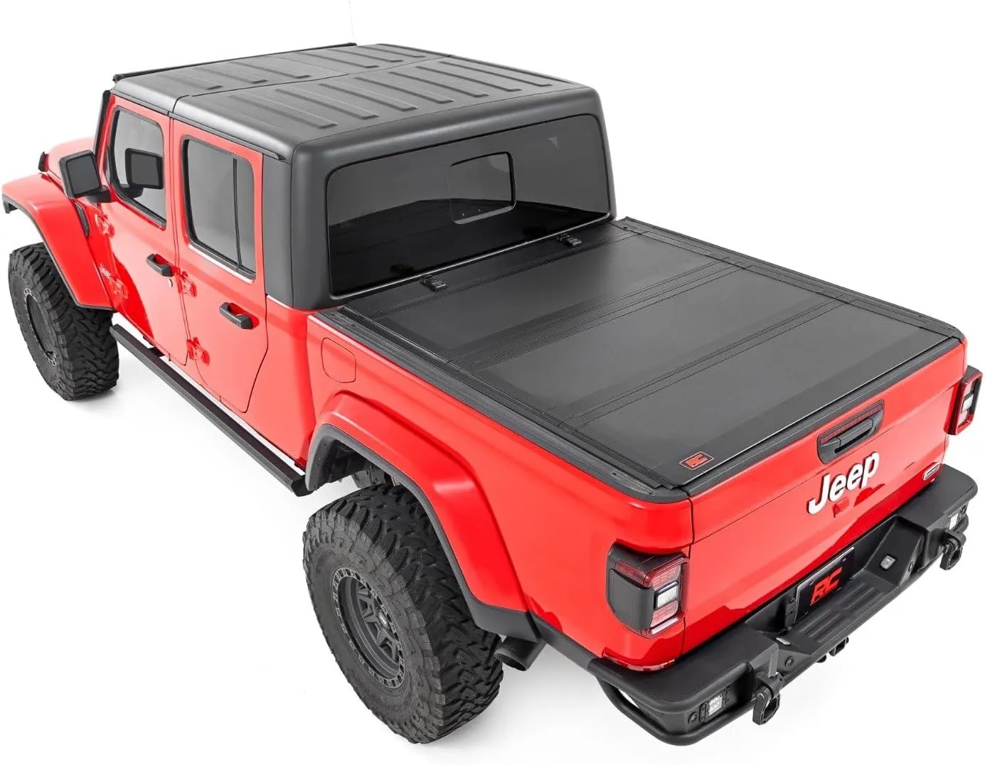 Rough Country Hard Tri-Fold Truck Bed Cover, Flip Up Truck Tonneau Covers for Jeep Gladiator JT (2020-2024) - 5ft Jeep Gladiator Bed Cover, Tonneau Cover - 49620500