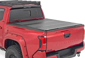 Rough Country Hard Tri-Fold Truck Bed Tonneau Cover for Toyota Tacoma (2024-2025) - Aluminum Flip-Up Folding Bed Cover, Fits 5' (60.3") Bed