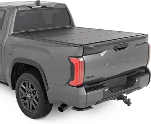 Rough Country Hard Tri-Fold Truck Bed Tonneau Cover for Toyota Tundra (2022-2025) - Aluminum Flip-Up Folding Bed Cover, Fits 5'7" (66.7") Bed