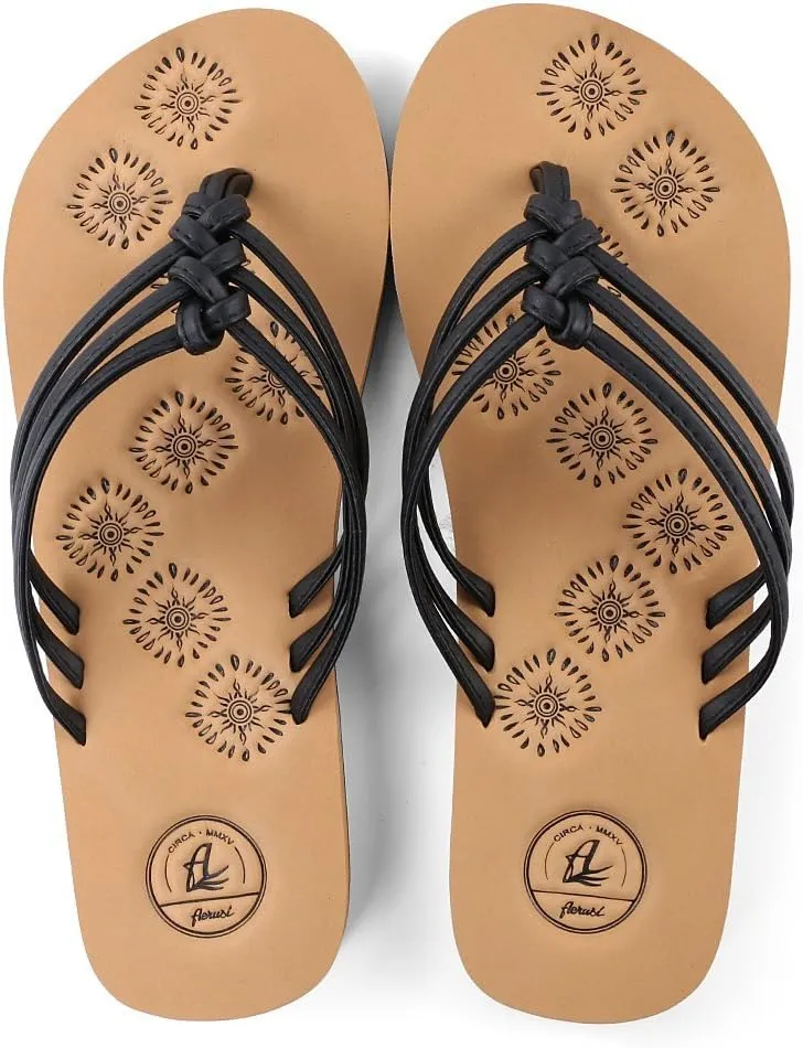 Roxie Women's Yoga Mat Flip Flips Non Slip Fashion Leather Straps Comfortable Beach Thong Sandals