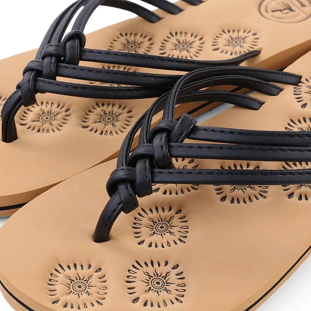 Roxie Women's Yoga Mat Flip Flips Non Slip Fashion Leather Straps Comfortable Beach Thong Sandals