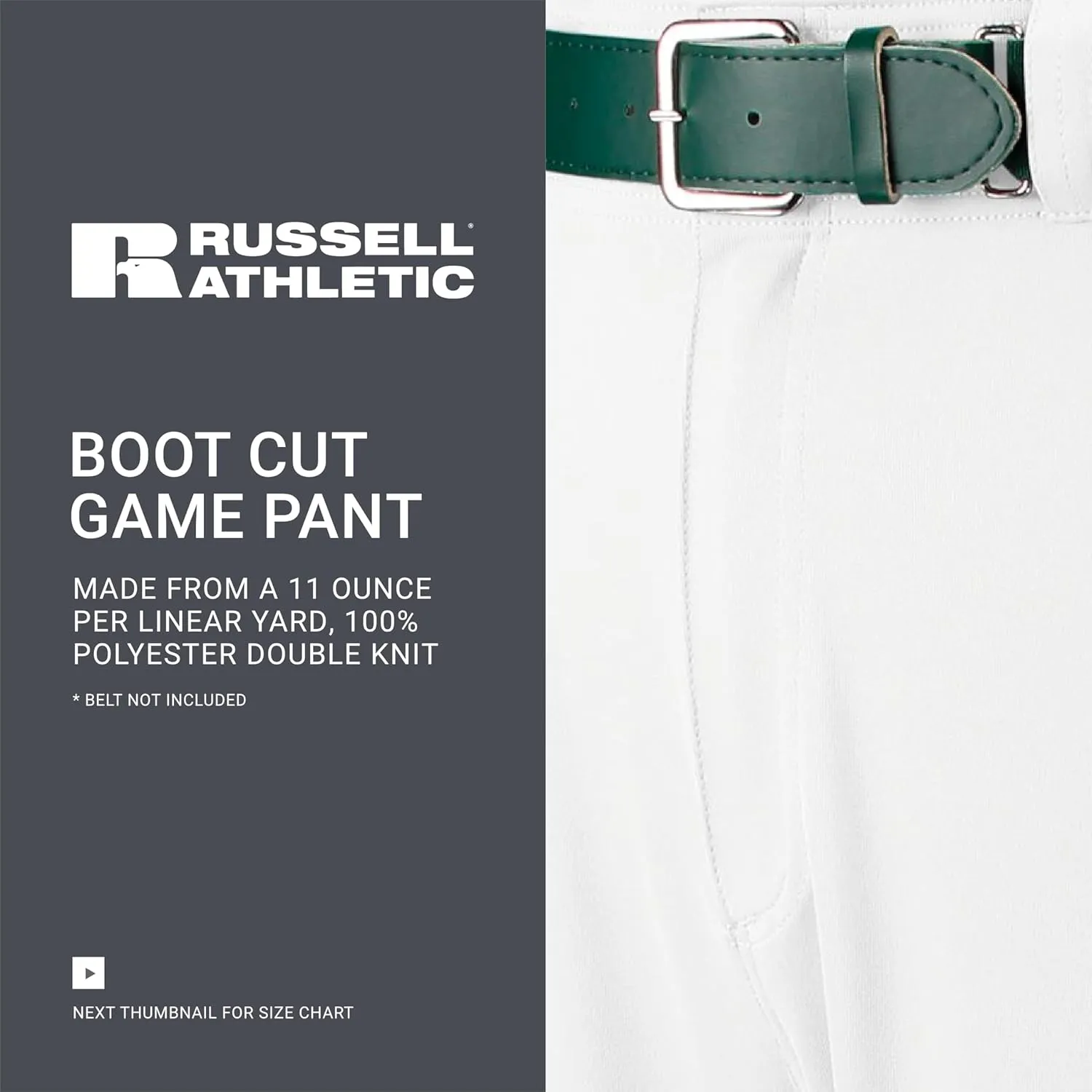 Russell Athletic Men's Boot Cut Game Pant, Reinforced Knees, Stretch Fabric, Two Back Pockets