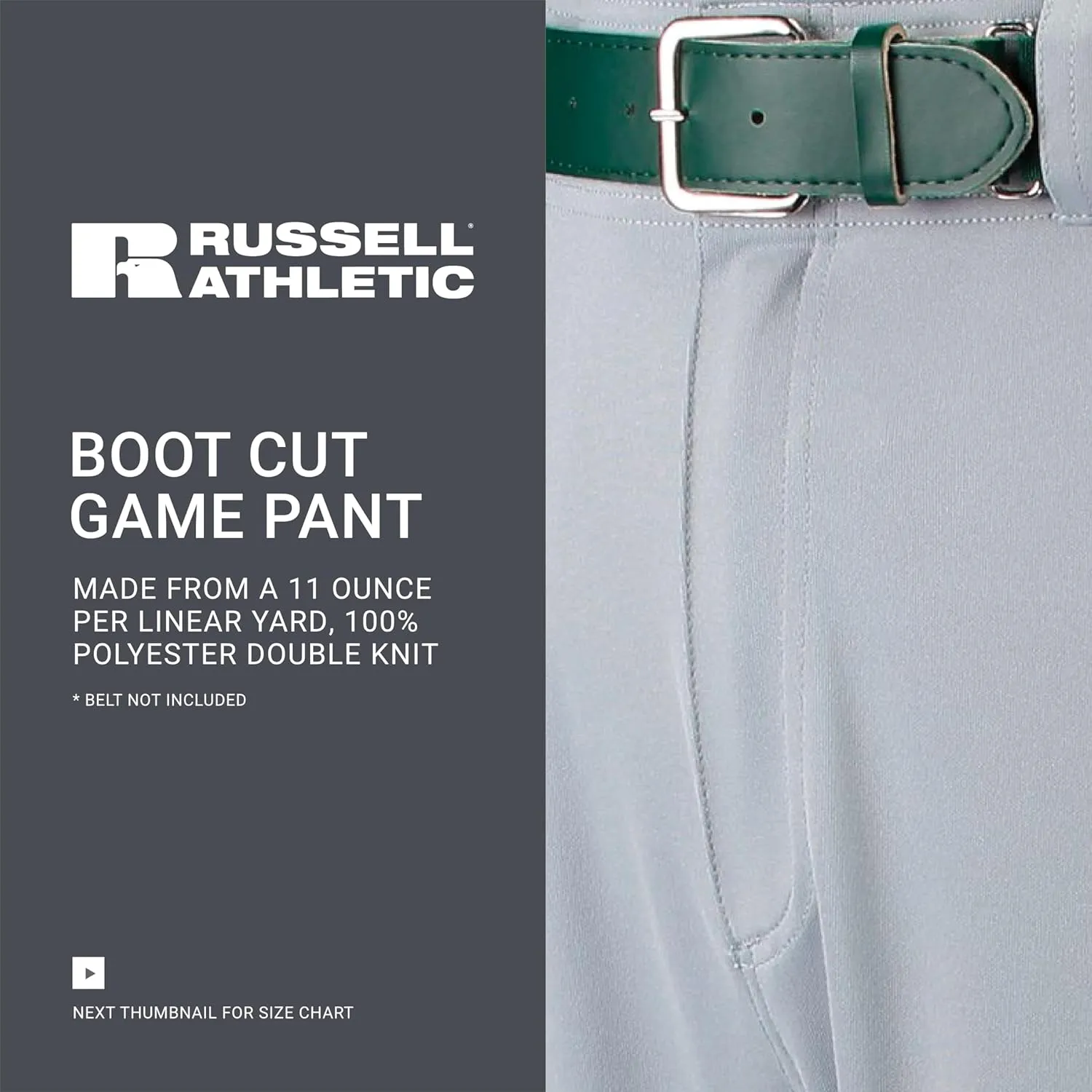 Russell Athletic Men's Boot Cut Game Pant, Reinforced Knees, Stretch Fabric, Two Back Pockets