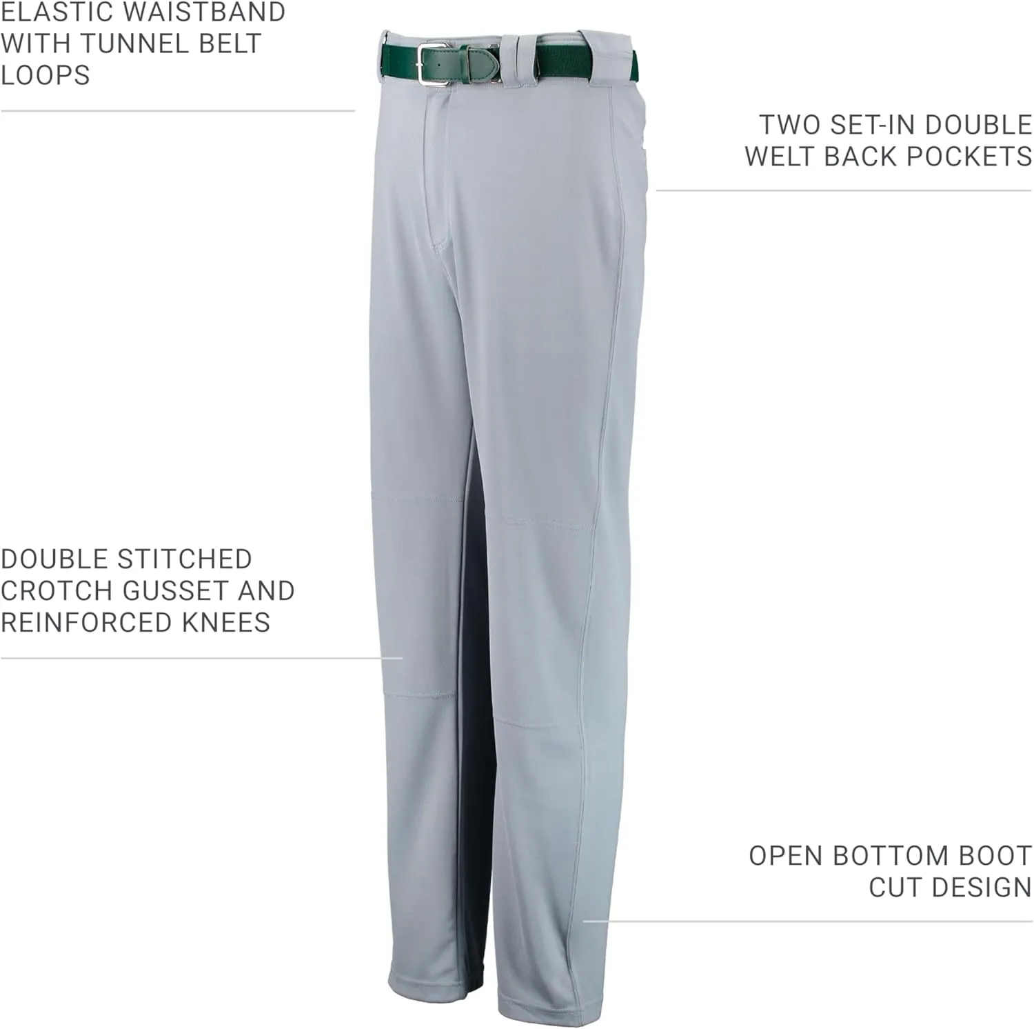 Russell Athletic Men's Boot Cut Game Pant, Reinforced Knees, Stretch Fabric, Two Back Pockets