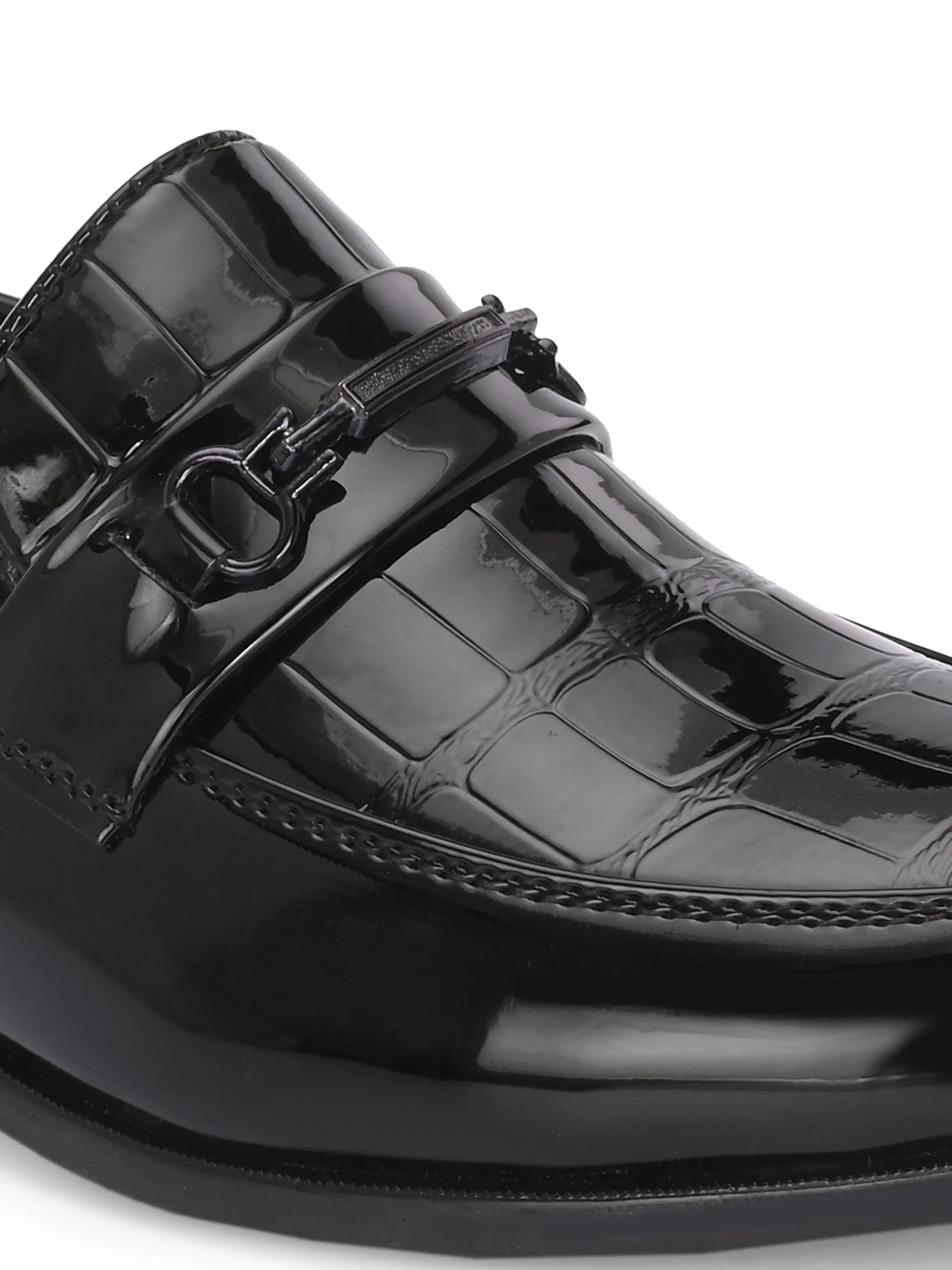 Saaye Black Patent Slip-Ons