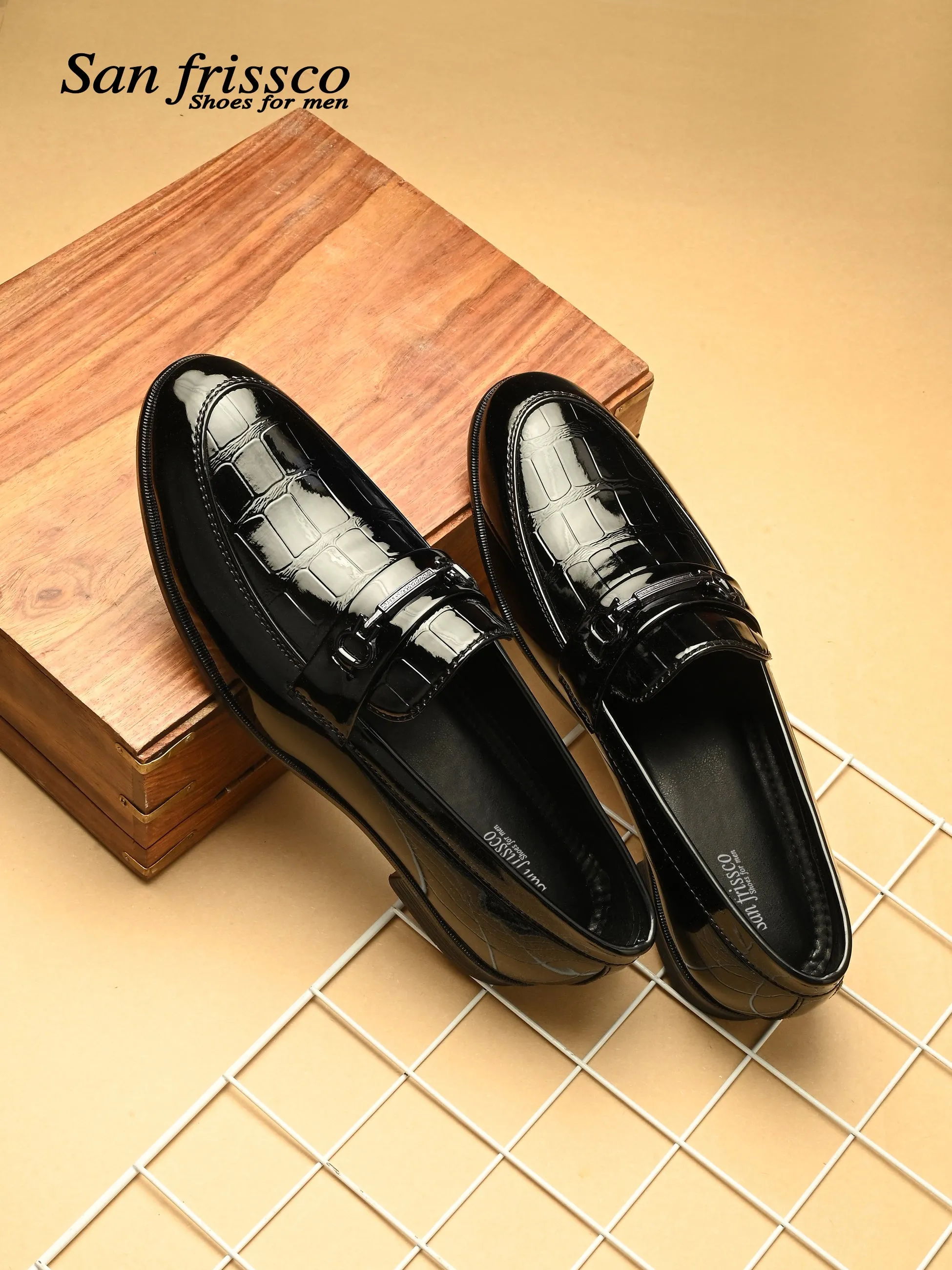 Saaye Black Patent Slip-Ons
