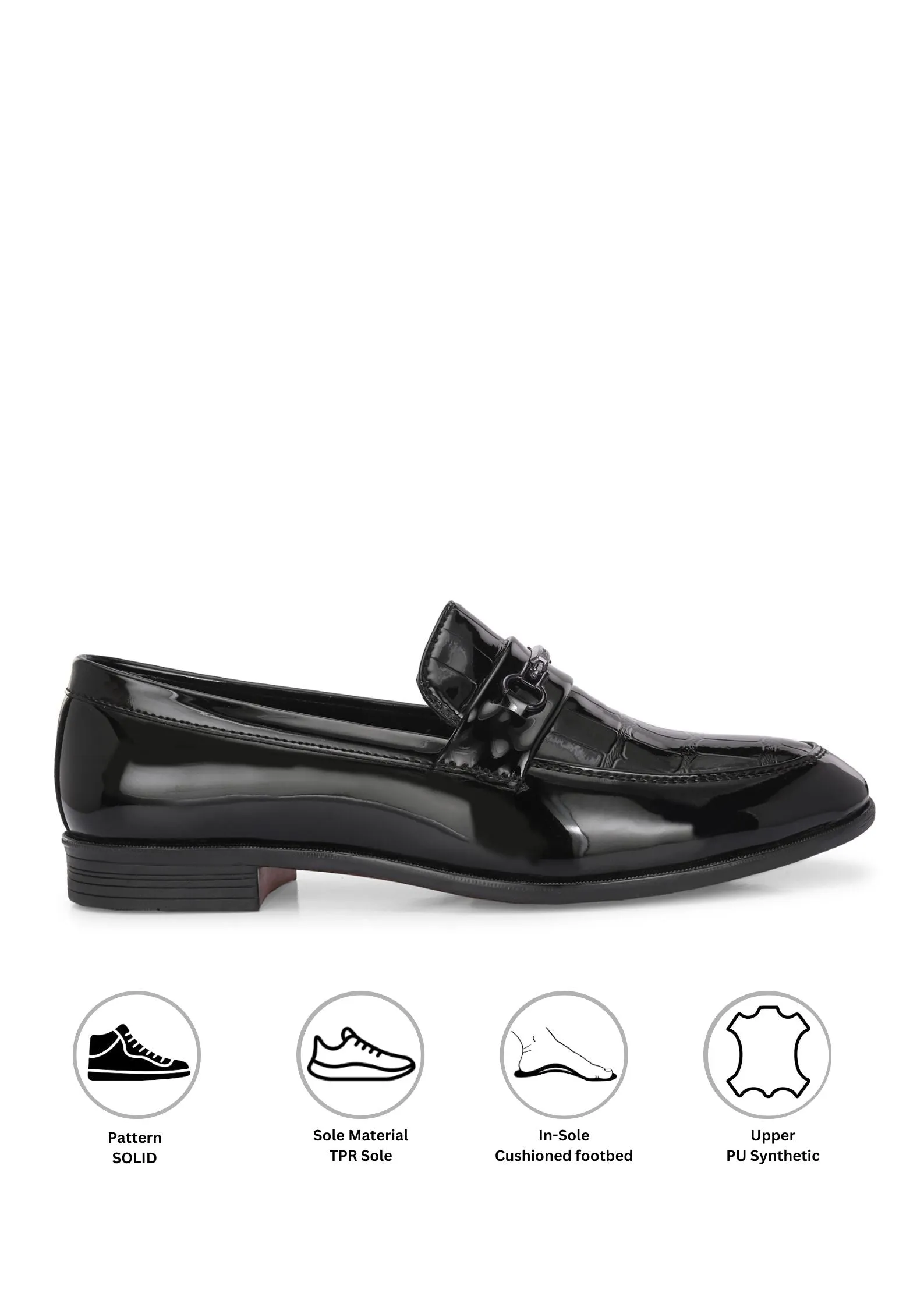 Saaye Black Patent Slip-Ons