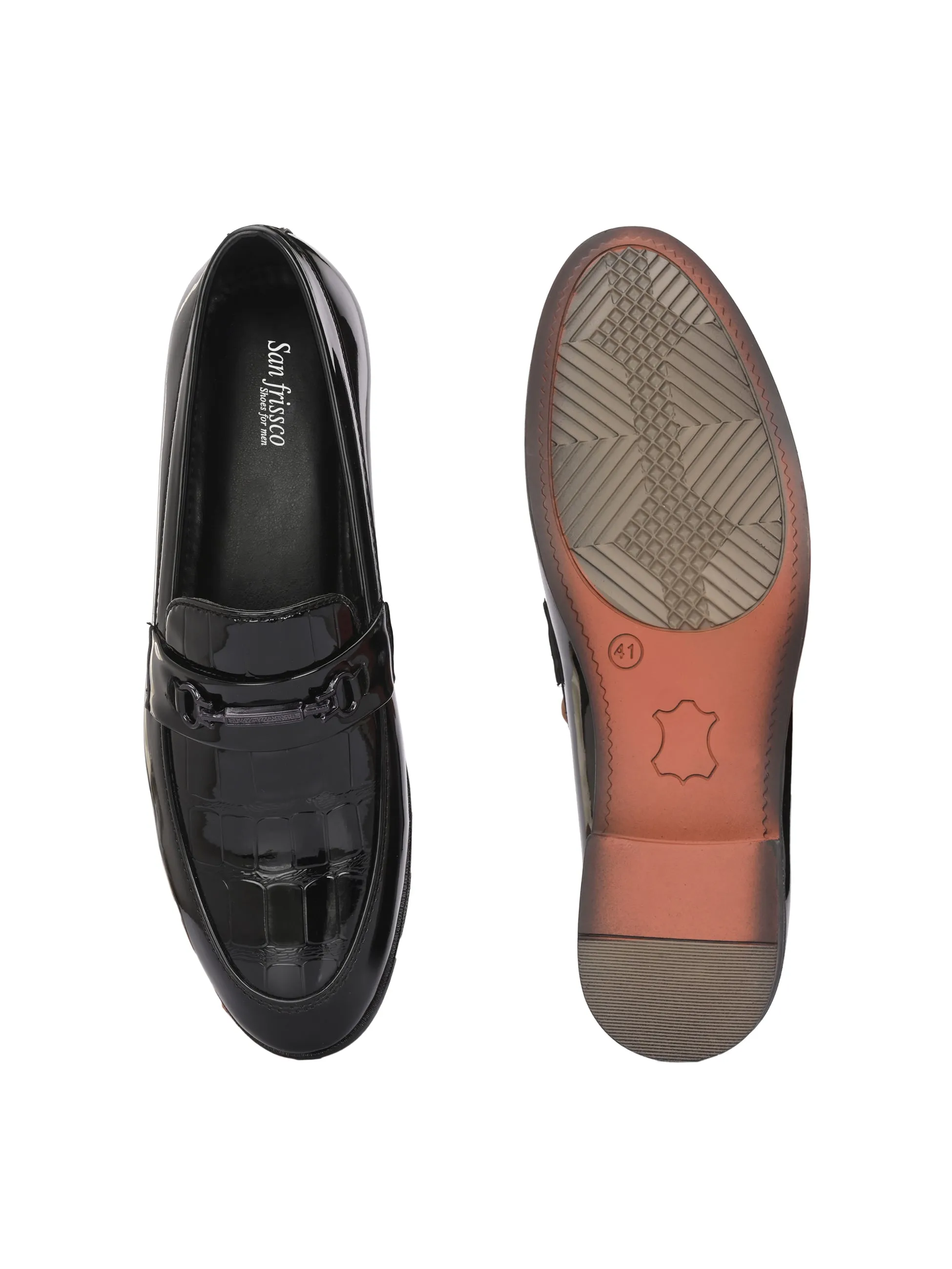 Saaye Black Patent Slip-Ons
