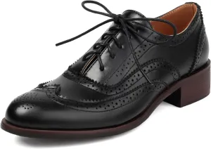 Scaoruki Leisure Oxford Shoes Women Two Tone Wingtip Brogue Shoes