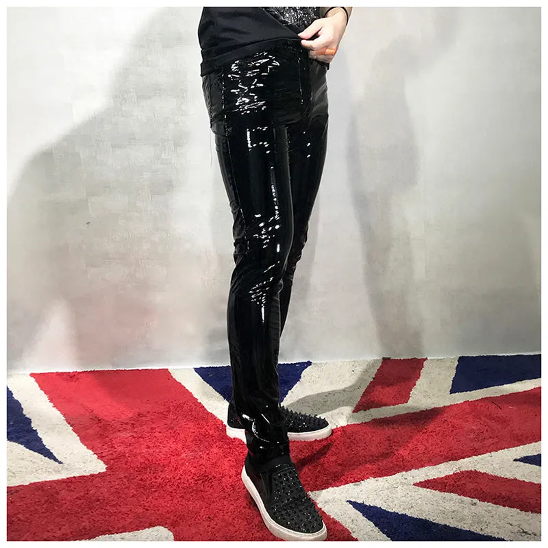 Shinny PU Leather Tight Pants for Men