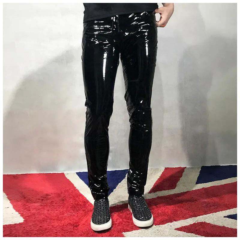 Shinny PU Leather Tight Pants for Men