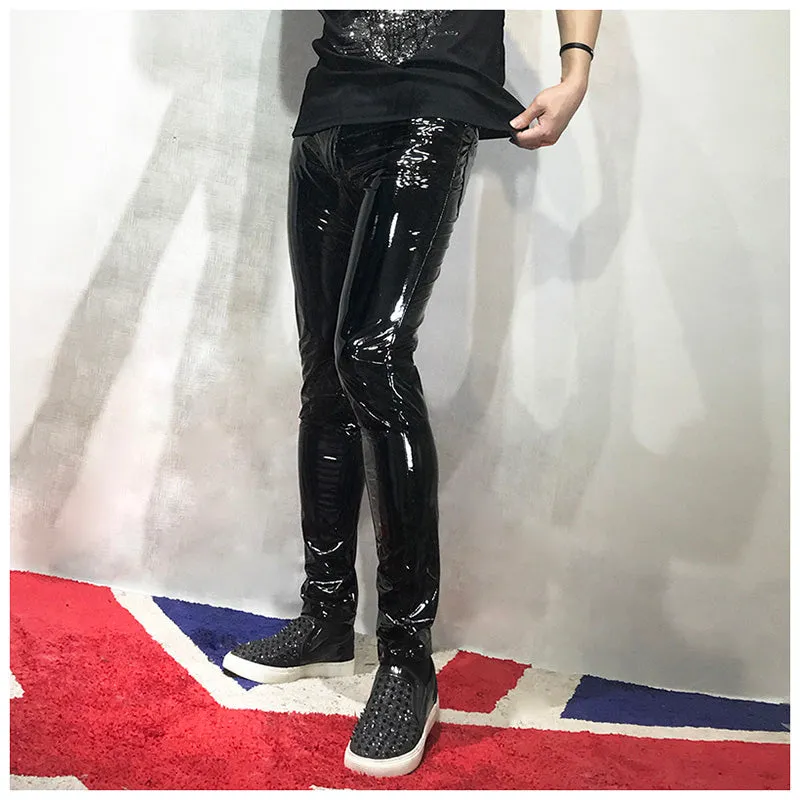 Shinny PU Leather Tight Pants for Men