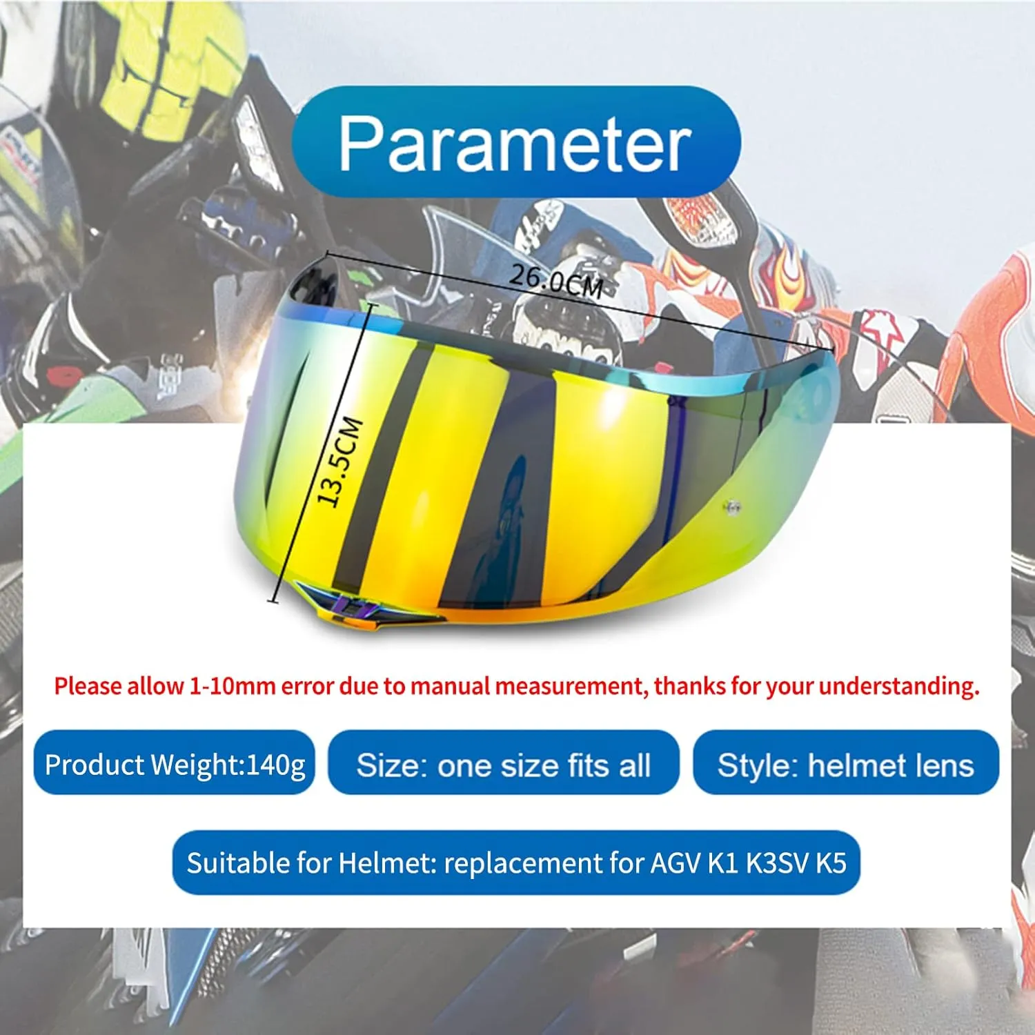Shkalacar Motorcycle Helmet Visor Full Face Helmet Visor Lens Wind Shield Protective Cover Replacement for AGV K1 K3SV K5