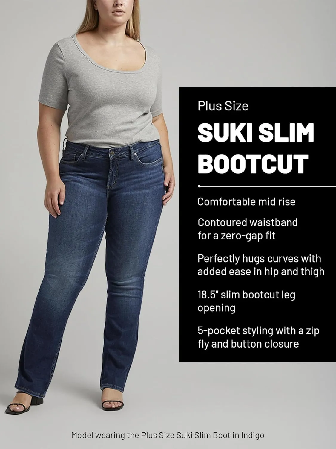 Silver Jeans Co. Women's Plus Size Suki Mid Rise Slim Bootcut Jeans