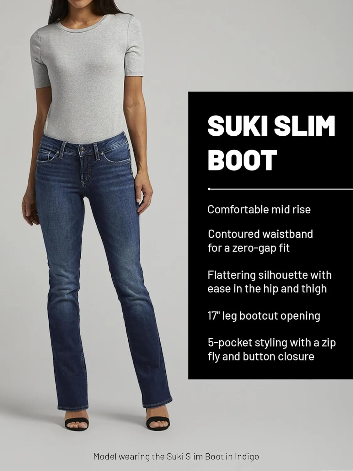 Silver Jeans Co. Women's Suki Mid Rise Curvy Fit Slim Bootcut Jeans - Legacy