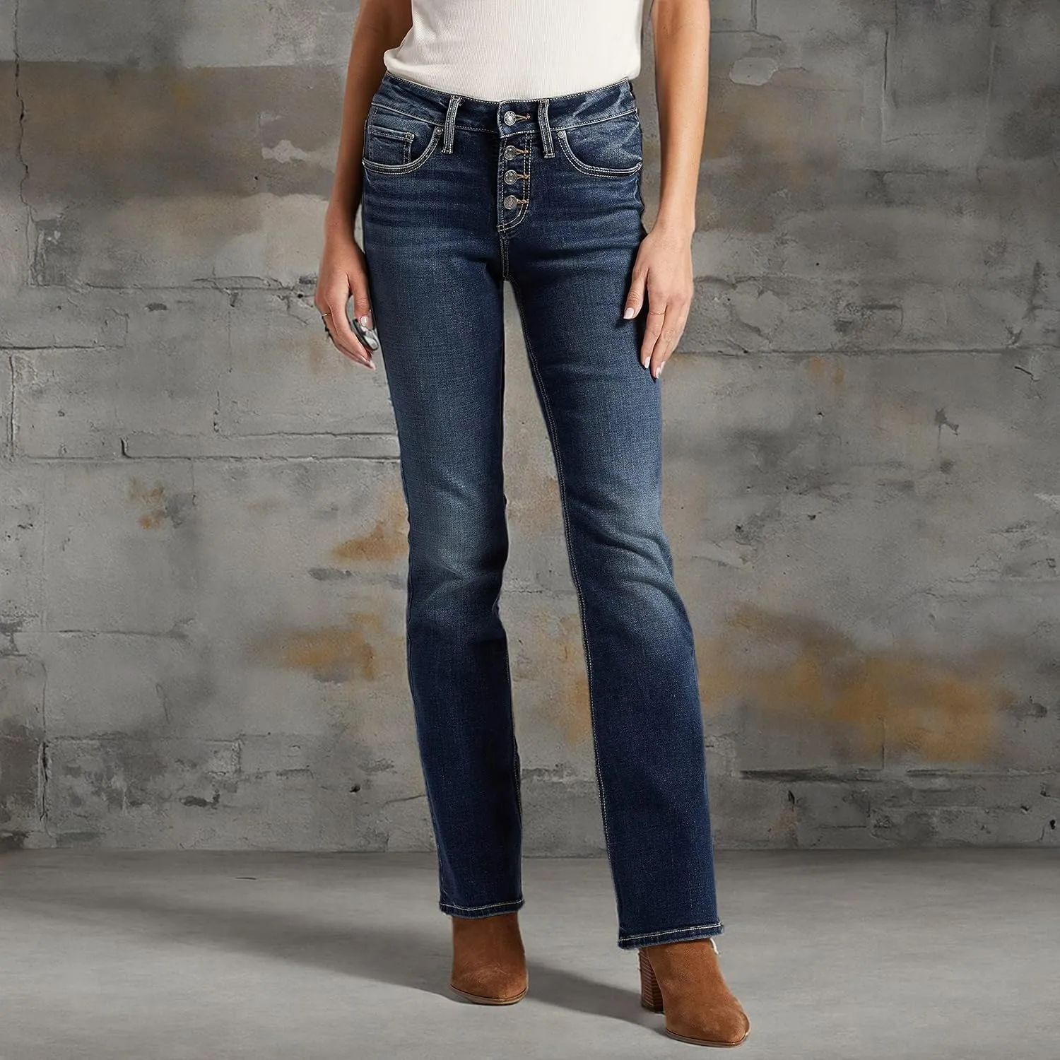 Silver Jeans Co. Women's Suki Mid Rise Slim Bootcut Jeans