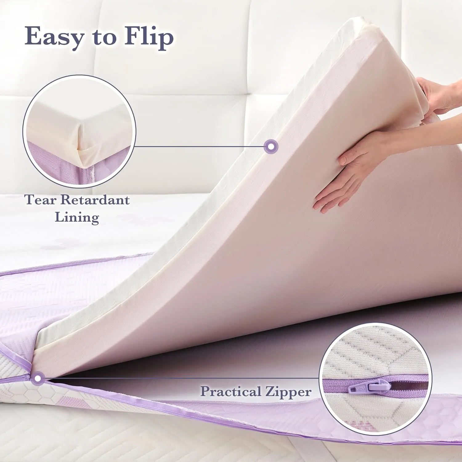 SINWEEK 3 inch Memory Foam Mattress Topper Queen Size, Soft to Exta Soft Flippable Mattress Pad for Back Pain Relief, Cooling Gel Foam Bed Topper with Textured Cover, CertiPUR-US Certified