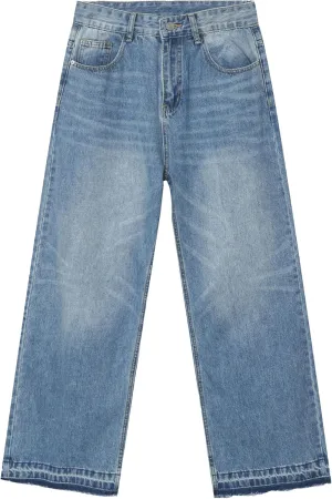 Skateboard Hip Hop Streetwear Trousers Men Loose Fit Wide Leg Denim Pants Comfortable Flexible Pants for Mens