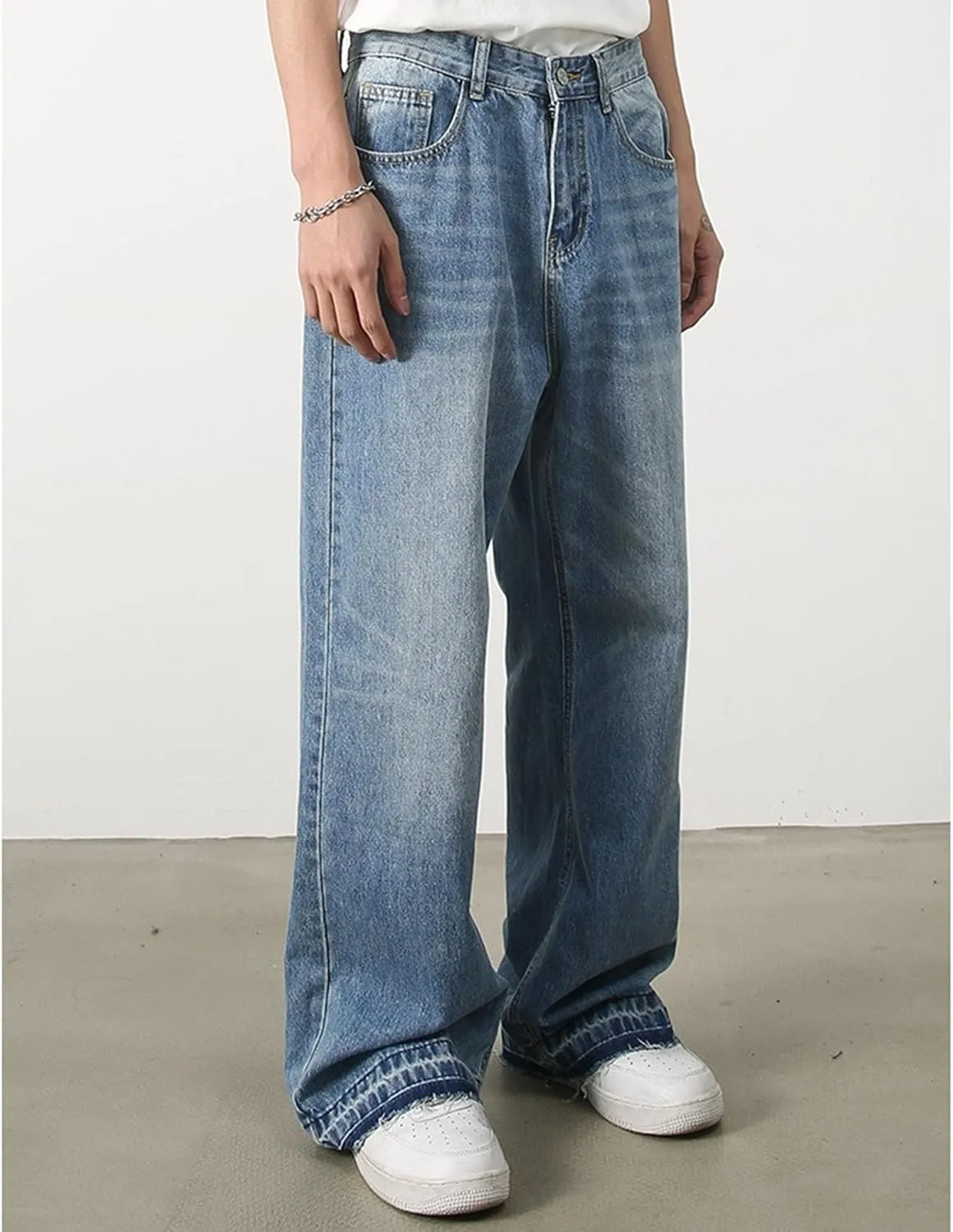 Skateboard Hip Hop Streetwear Trousers Men Loose Fit Wide Leg Denim Pants Comfortable Flexible Pants for Mens