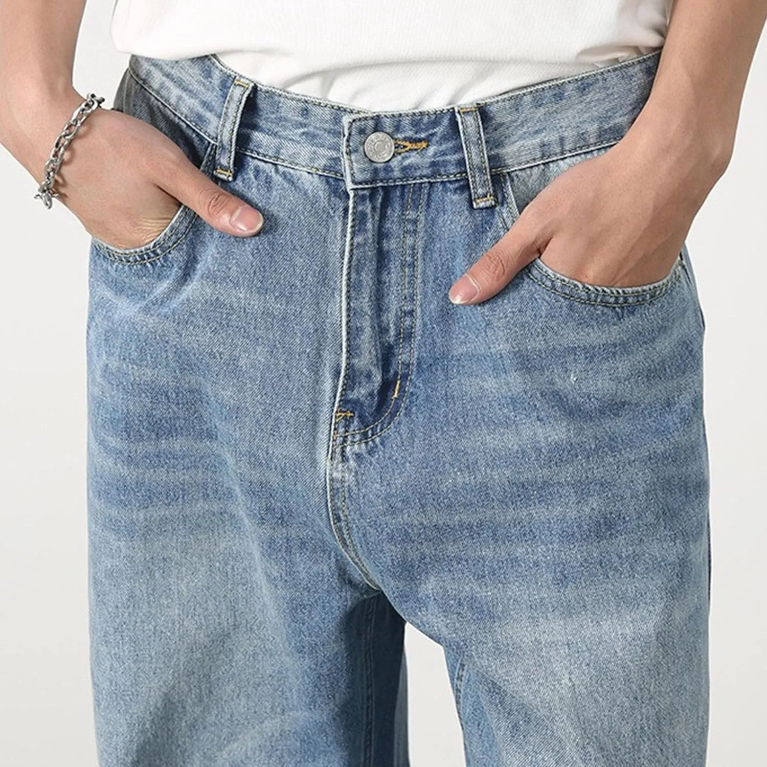 Skateboard Hip Hop Streetwear Trousers Men Loose Fit Wide Leg Denim Pants Comfortable Flexible Pants for Mens