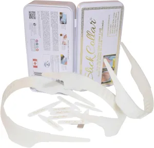 Slick Collar Shirt Collar Support System set with 3 adjustable, 10 premium Collar Stays & a Durable tin Travel EDC Box in White