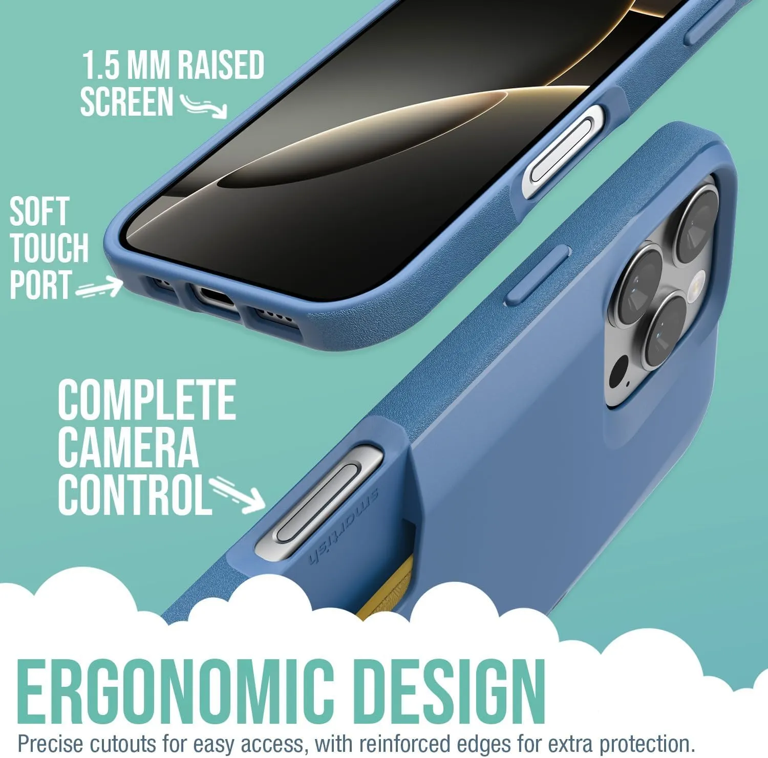 Smartish® iPhone 16 Pro Max Wallet Case - Wallet Slayer Vol. 1 [Slim Protective] Credit Card Holder - Drop Tested Hidden Flip Card Slot Cover Compatible w/Apple iPhone 16 Pro Max - Blues on The Green