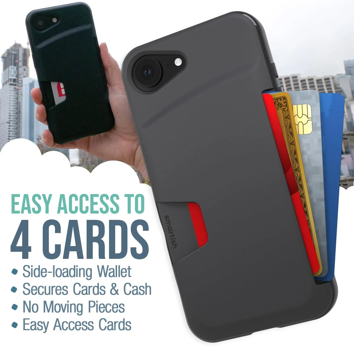 Smartish® iPhone 16 Wallet Case - Wallet Slayer Vol. 1 [Slim   Protective] Credit Card Holder - Drop Tested Hidden Flip Card Slot Cover Compatible with Apple iPhone 16 - So Jaded