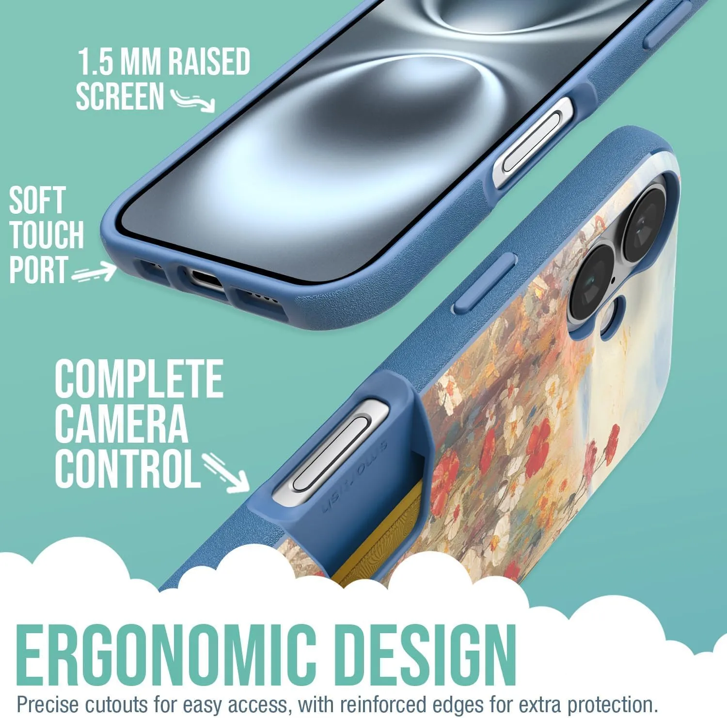 Smartish® iPhone 16 Wallet Case - Wallet Slayer Vol. 1 [Slim   Protective] Credit Card Holder - Drop Tested Hidden Flip Card Slot Cover Compatible with Apple iPhone 16 - Wildflower Fields