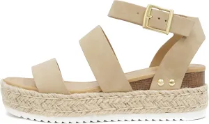 Soda Clip Womens Casual Espadrilles Trim Flatform Studded Wedge (10, Taupe-Bryce)